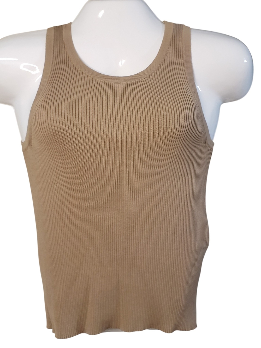 S' Max Mara Women's Ribbed Sleeveless Tank Top - Beige Size L